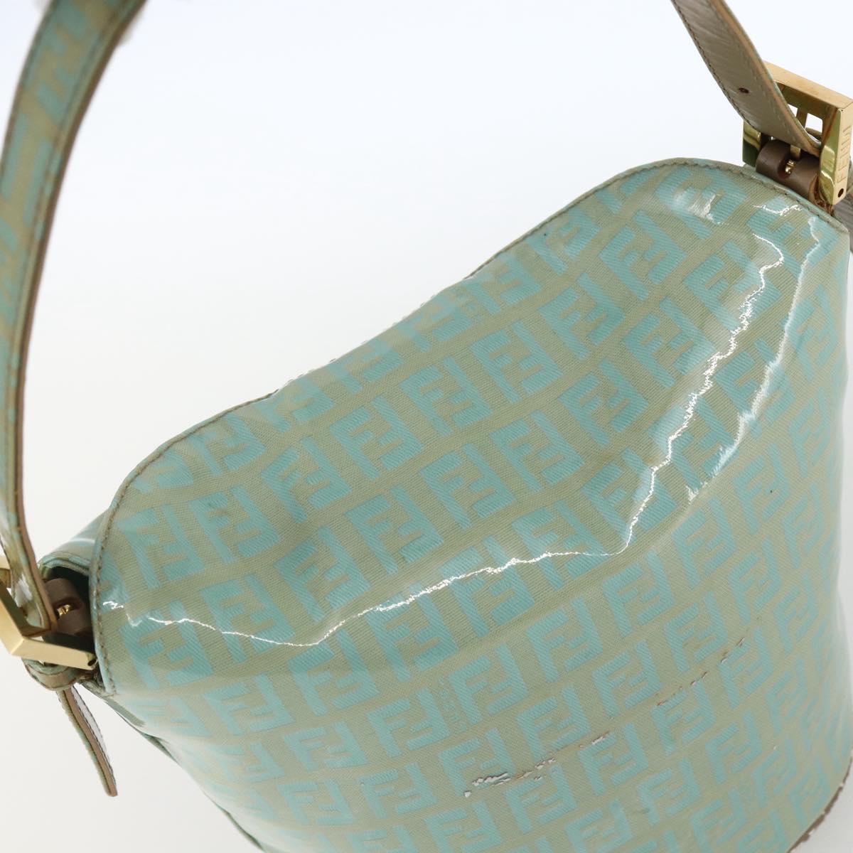 FENDI Zucchino Canvas Mamma Baguette Bag Coated Canvas Gold green Auth 169553