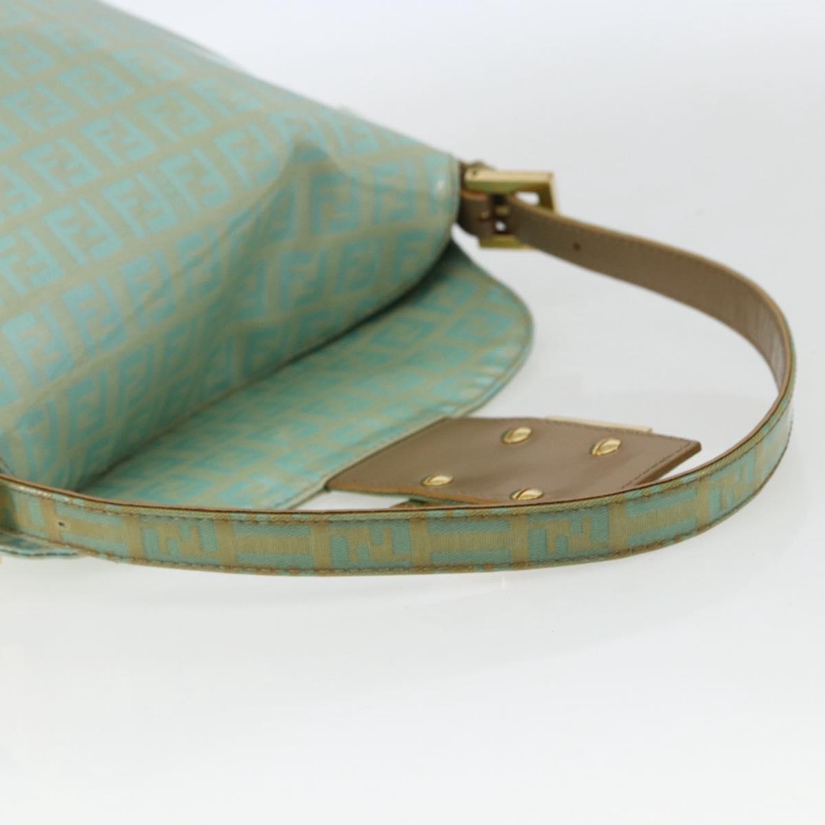 FENDI Zucchino Canvas Mamma Baguette Bag Coated Canvas Gold green Auth 169553