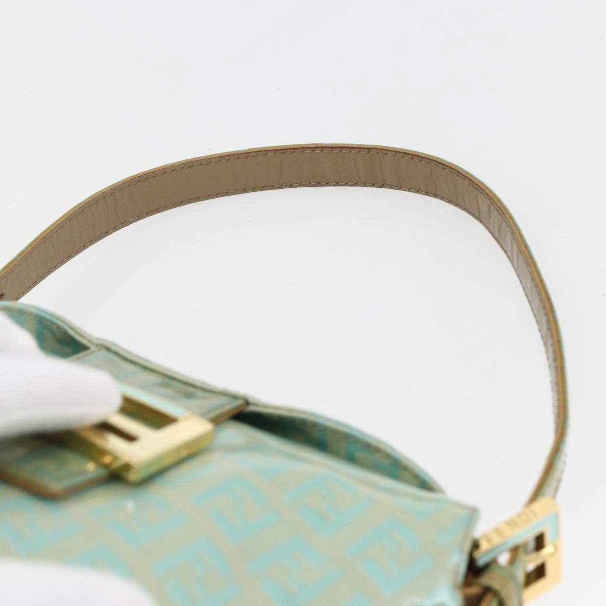 FENDI Zucchino Canvas Mamma Baguette Bag Coated Canvas Gold green Auth 169553