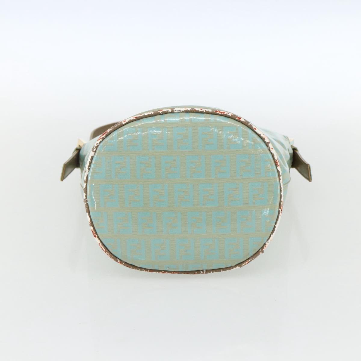 FENDI Zucchino Canvas Mamma Baguette Bag Coated Canvas Gold green Auth 169553