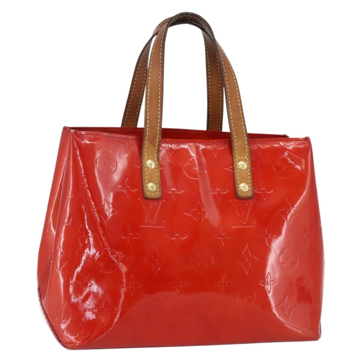 LOUIS VUITTON Monogram Vernis Reade PM Hand Bag Red Rouge M91088 LV Auth 169564