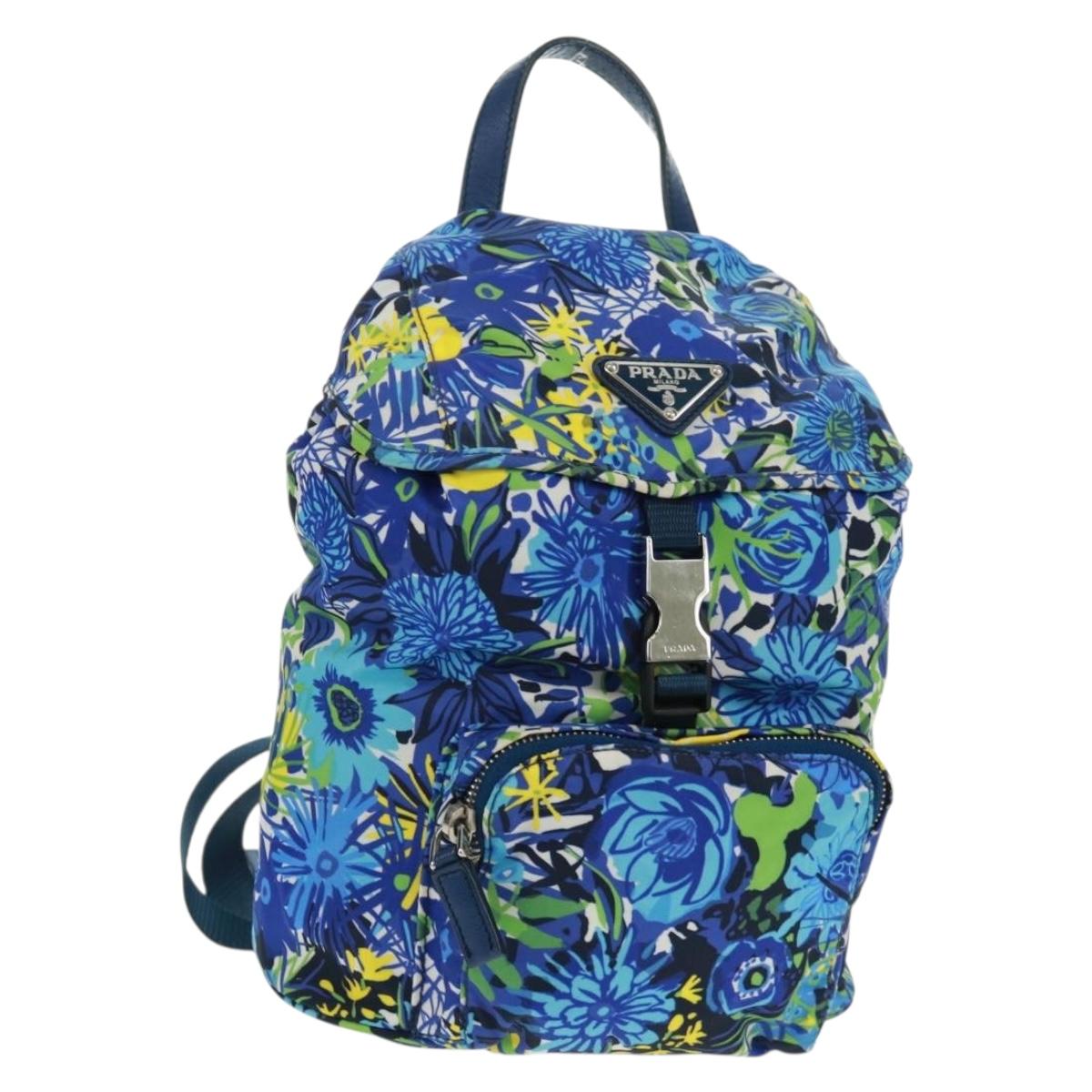 PRADA Backpack Nylon Light Blue Silver Auth 169566V