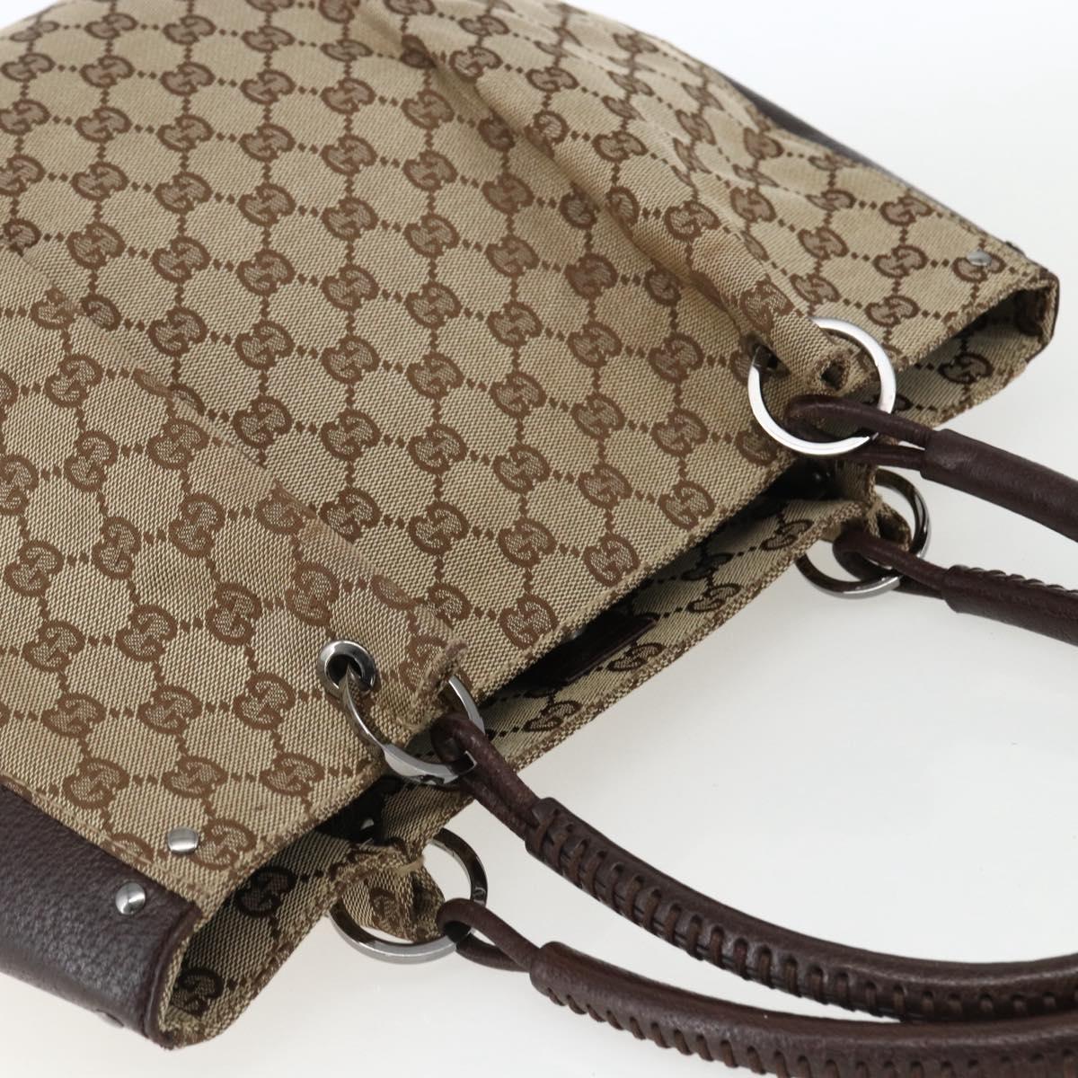 GUCCI GG Canvas Tote Bag Beige Silver 115016 Auth 169570