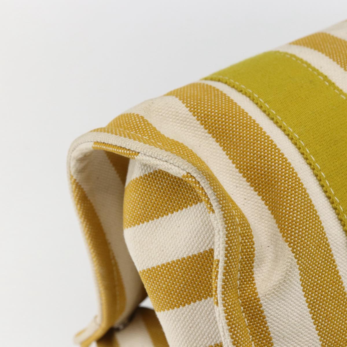 HERMES Cannes PM Hand Bag Canvas Yellow Silver Auth 169571