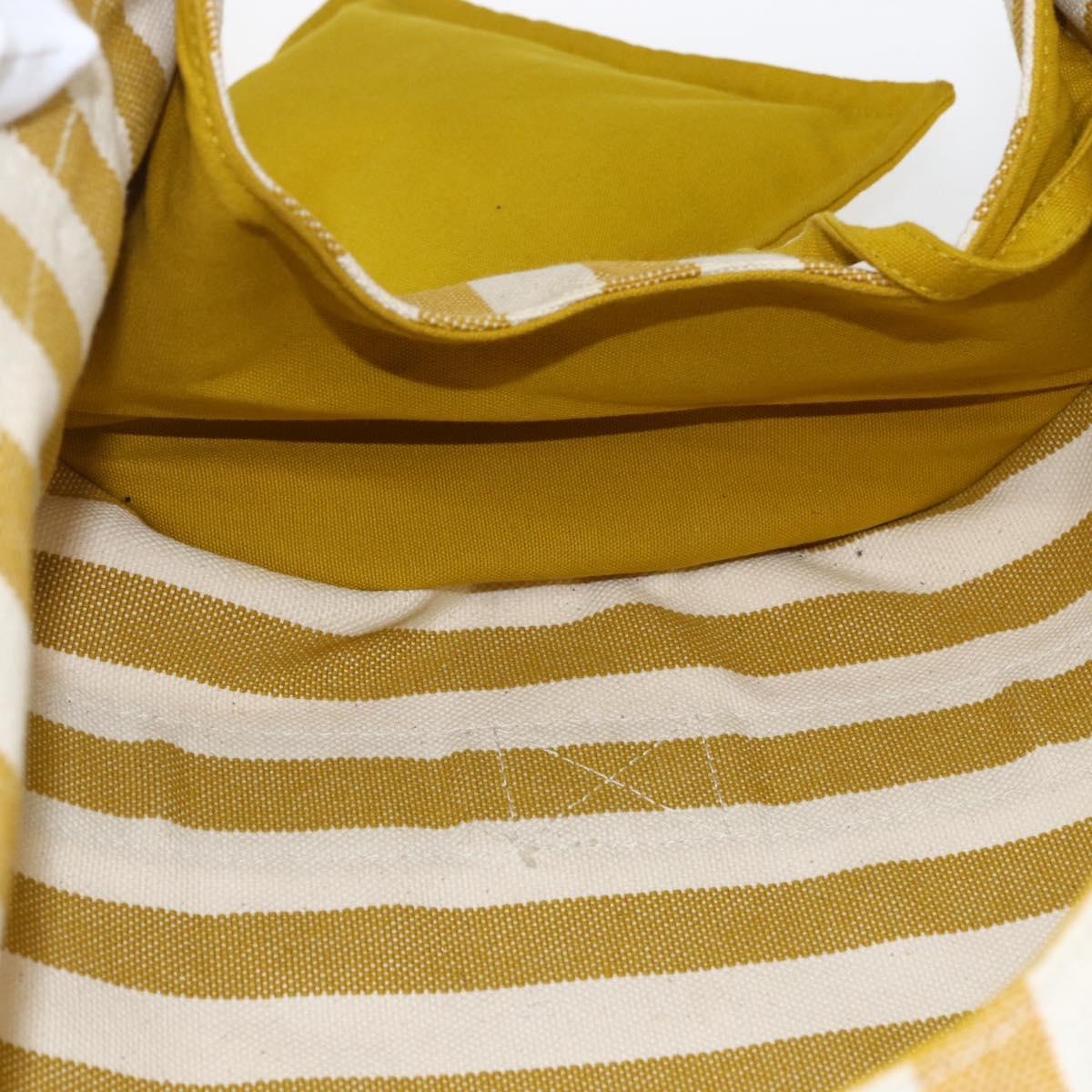 HERMES Cannes PM Hand Bag Canvas Yellow Silver Auth 169571