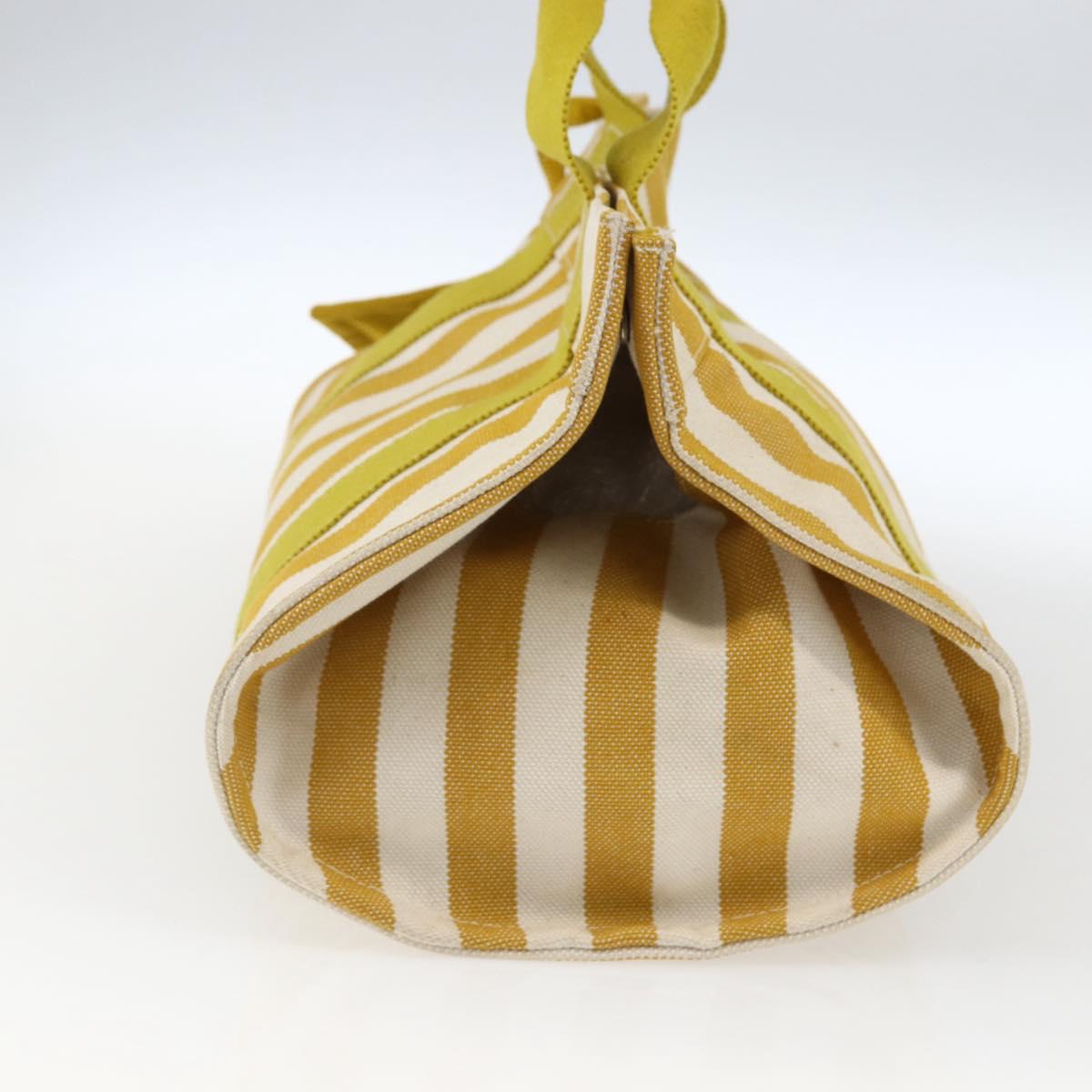HERMES Cannes PM Hand Bag Canvas Yellow Silver Auth 169571