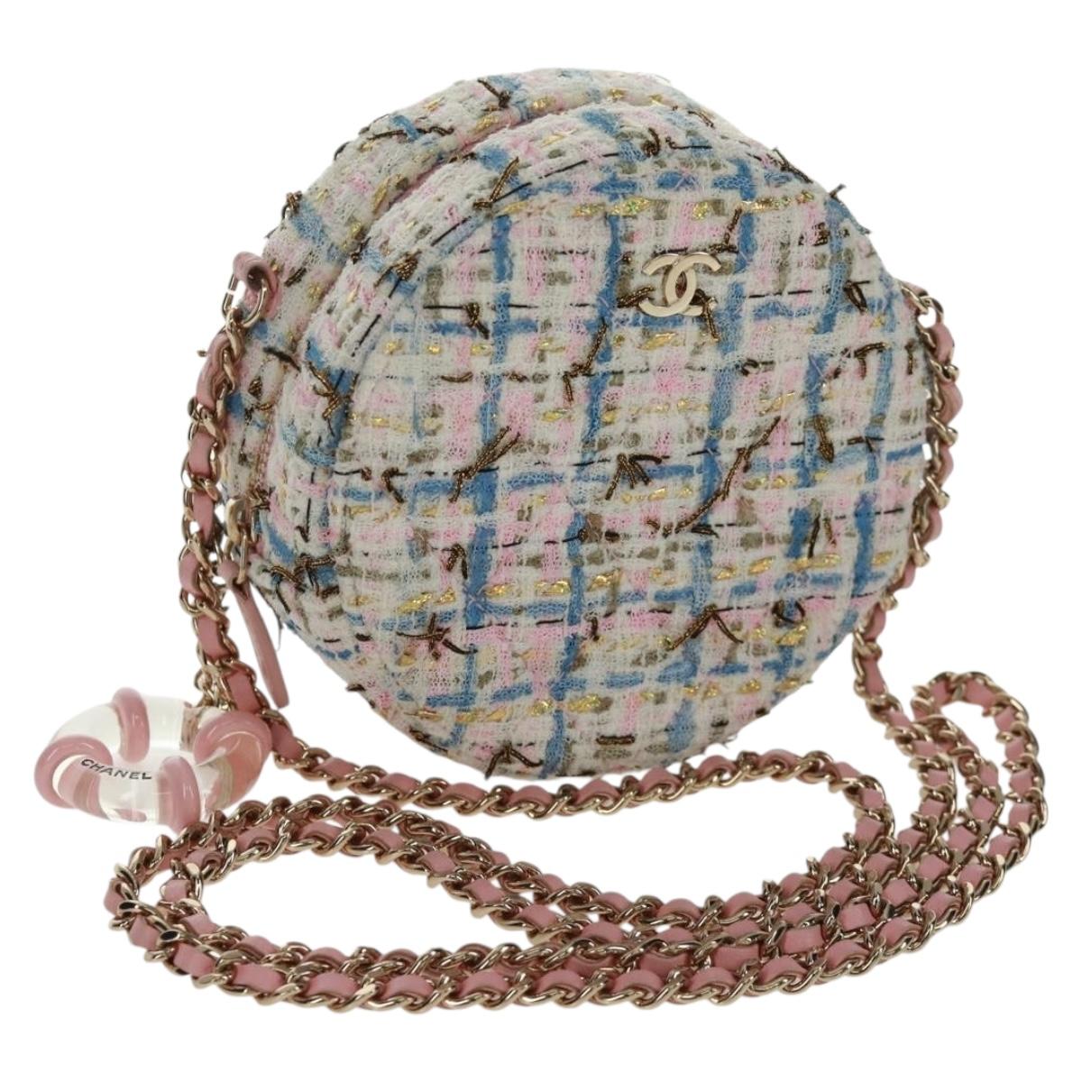 CHANEL Chain Shoulder Bag Tweed Multicolor Gold CC Auth 169572SAM