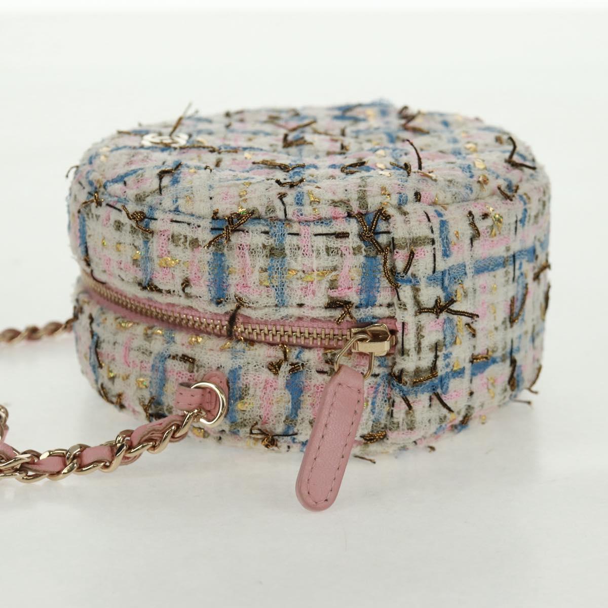 CHANEL Chain Shoulder Bag Tweed Multicolor Gold CC Auth 169572SAM