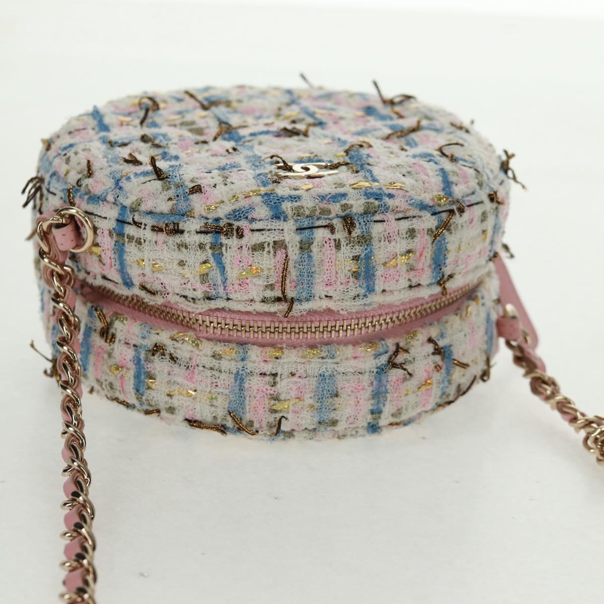 CHANEL Chain Shoulder Bag Tweed Multicolor Gold CC Auth 169572SAM