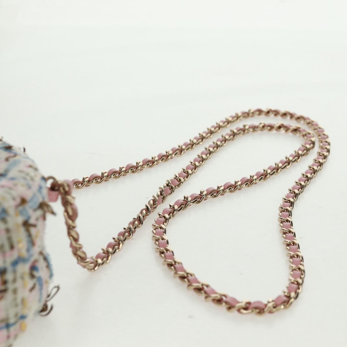 CHANEL Chain Shoulder Bag Tweed Multicolor Gold CC Auth 169572SAM