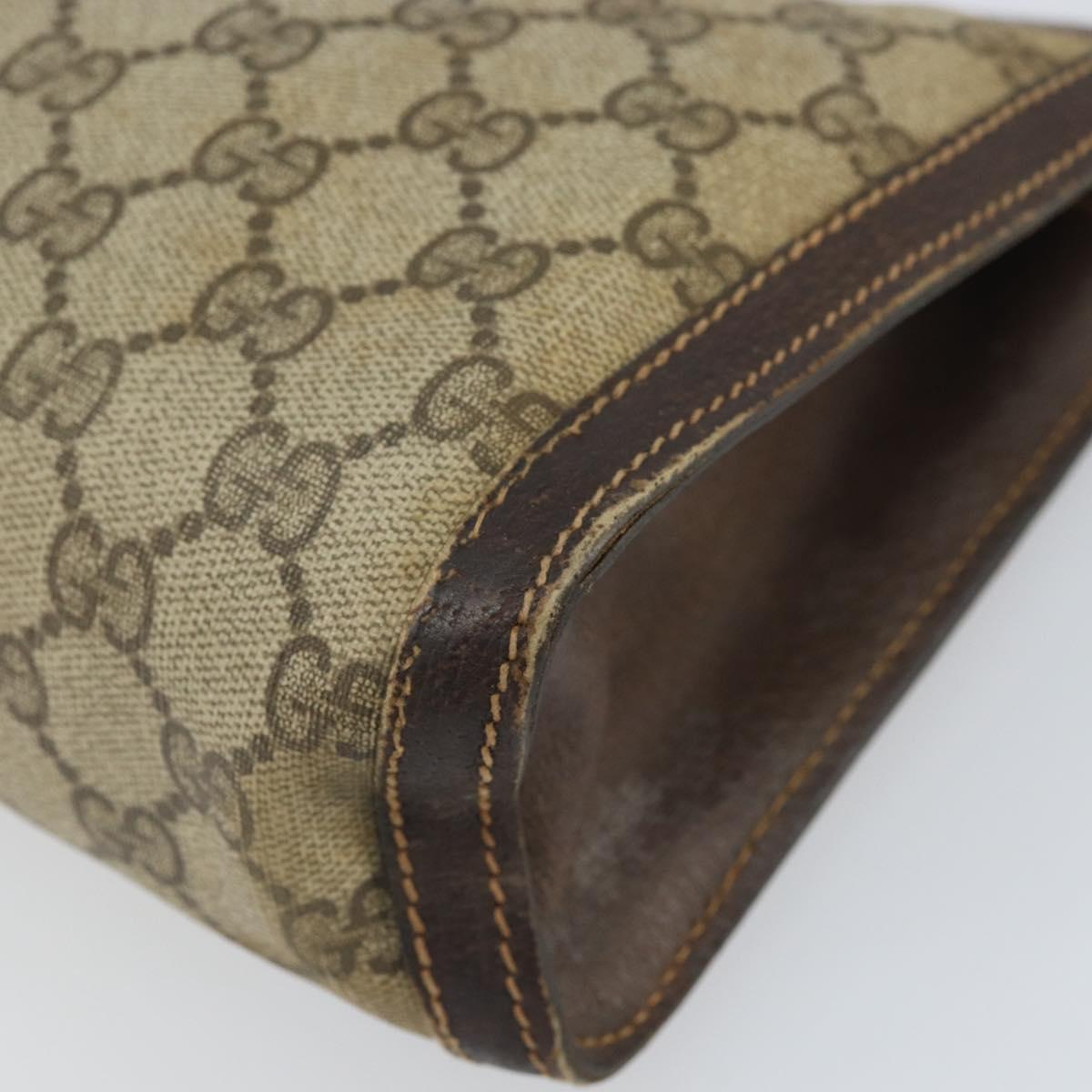 GUCCI GG Supreme Web Sherry Line Clutch Bag PVC Beige 41 001 2125 28 Auth 169573