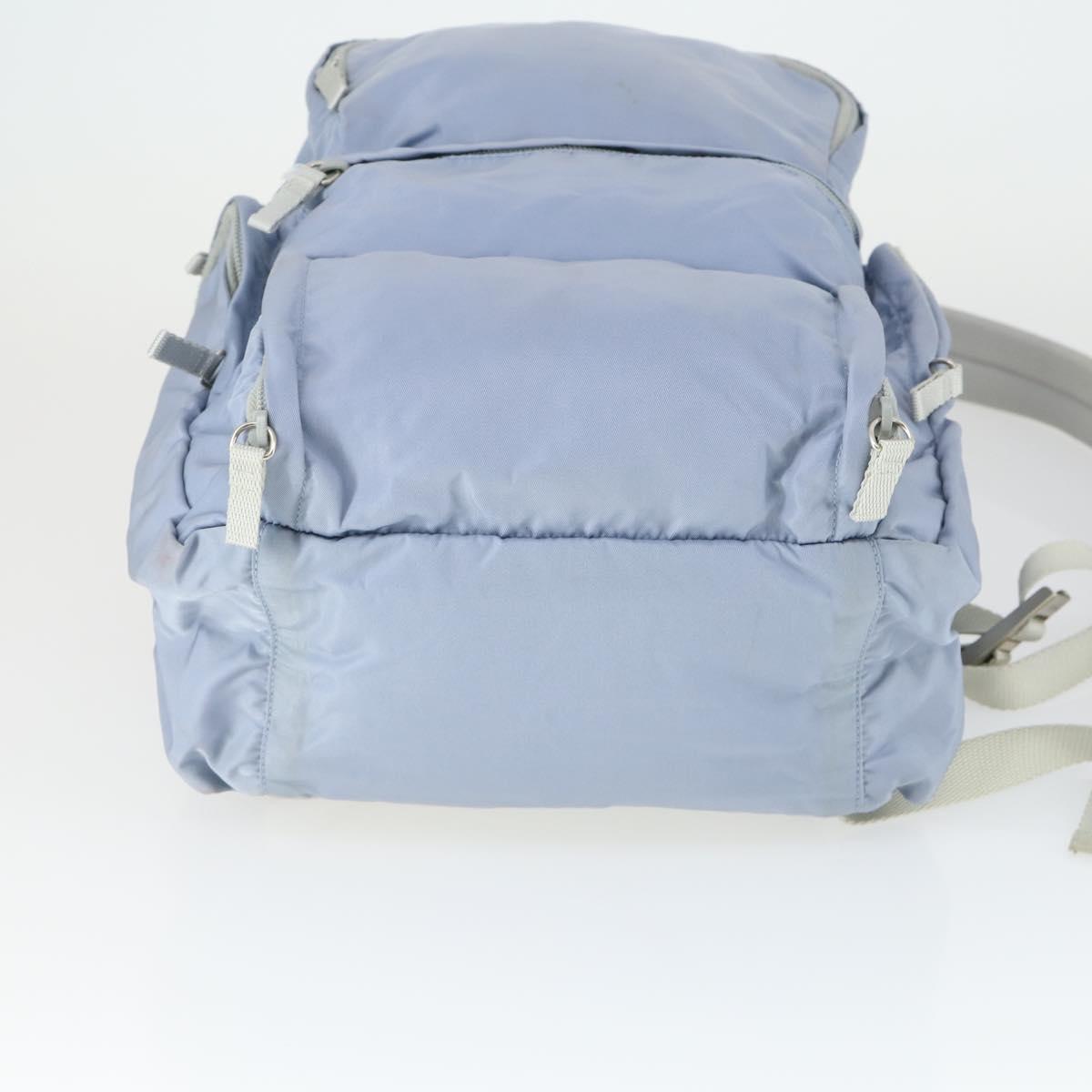 PRADA Backpack Nylon Light Blue Silver Auth 169576