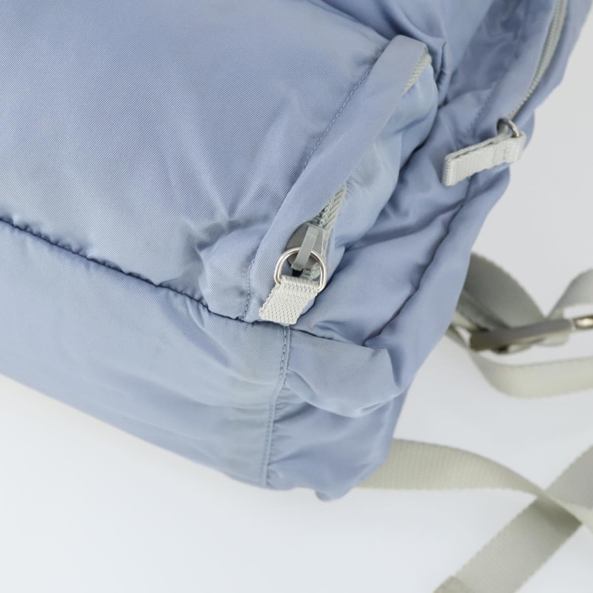 PRADA Backpack Nylon Light Blue Silver Auth 169576