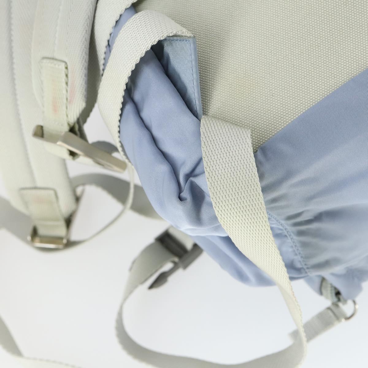 PRADA Backpack Nylon Light Blue Silver Auth 169576