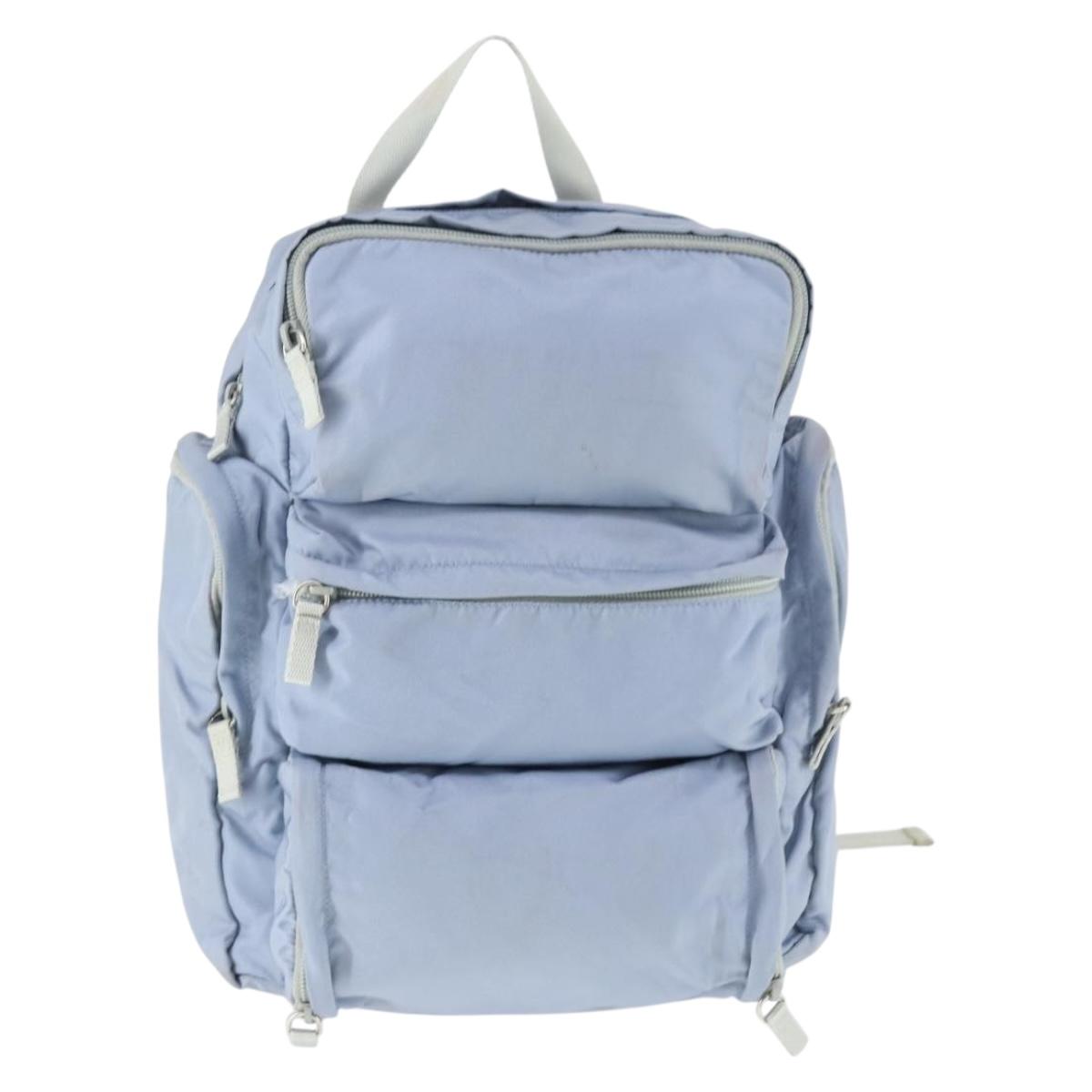 PRADA Backpack Nylon Light Blue Silver Auth 169576