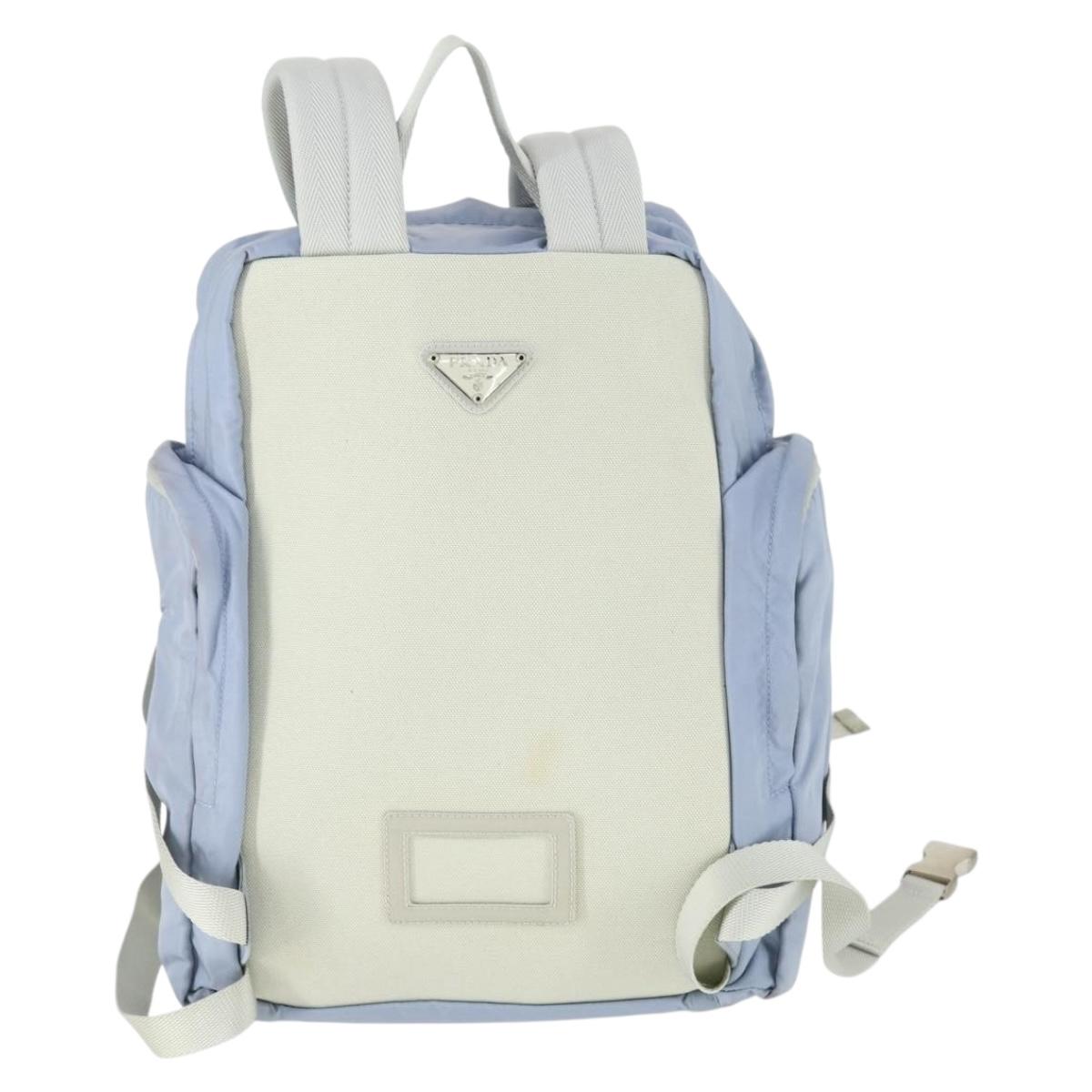 PRADA Backpack Nylon Light Blue Silver Auth 169576