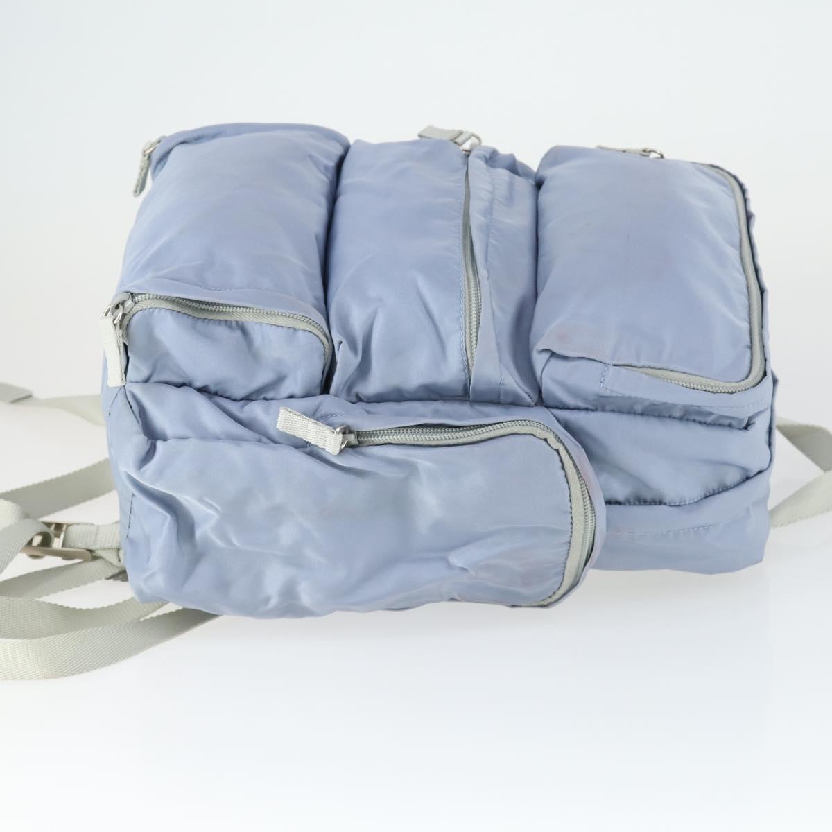 PRADA Backpack Nylon Light Blue Silver Auth 169576