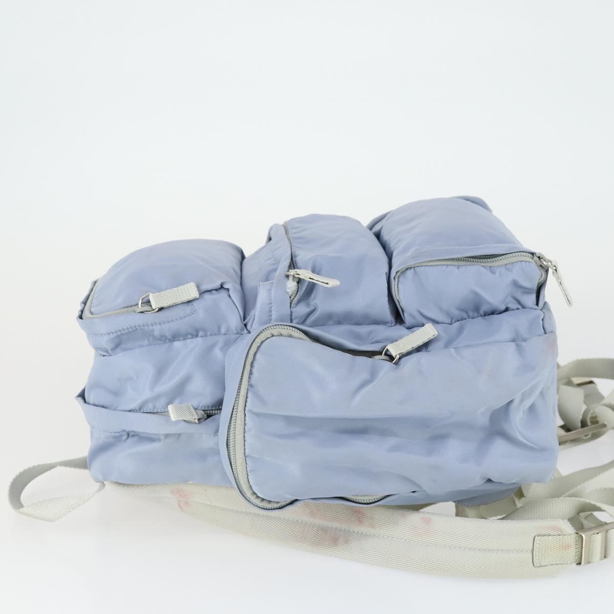 PRADA Backpack Nylon Light Blue Silver Auth 169576