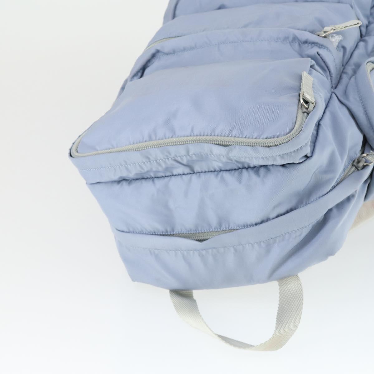 PRADA Backpack Nylon Light Blue Silver Auth 169576