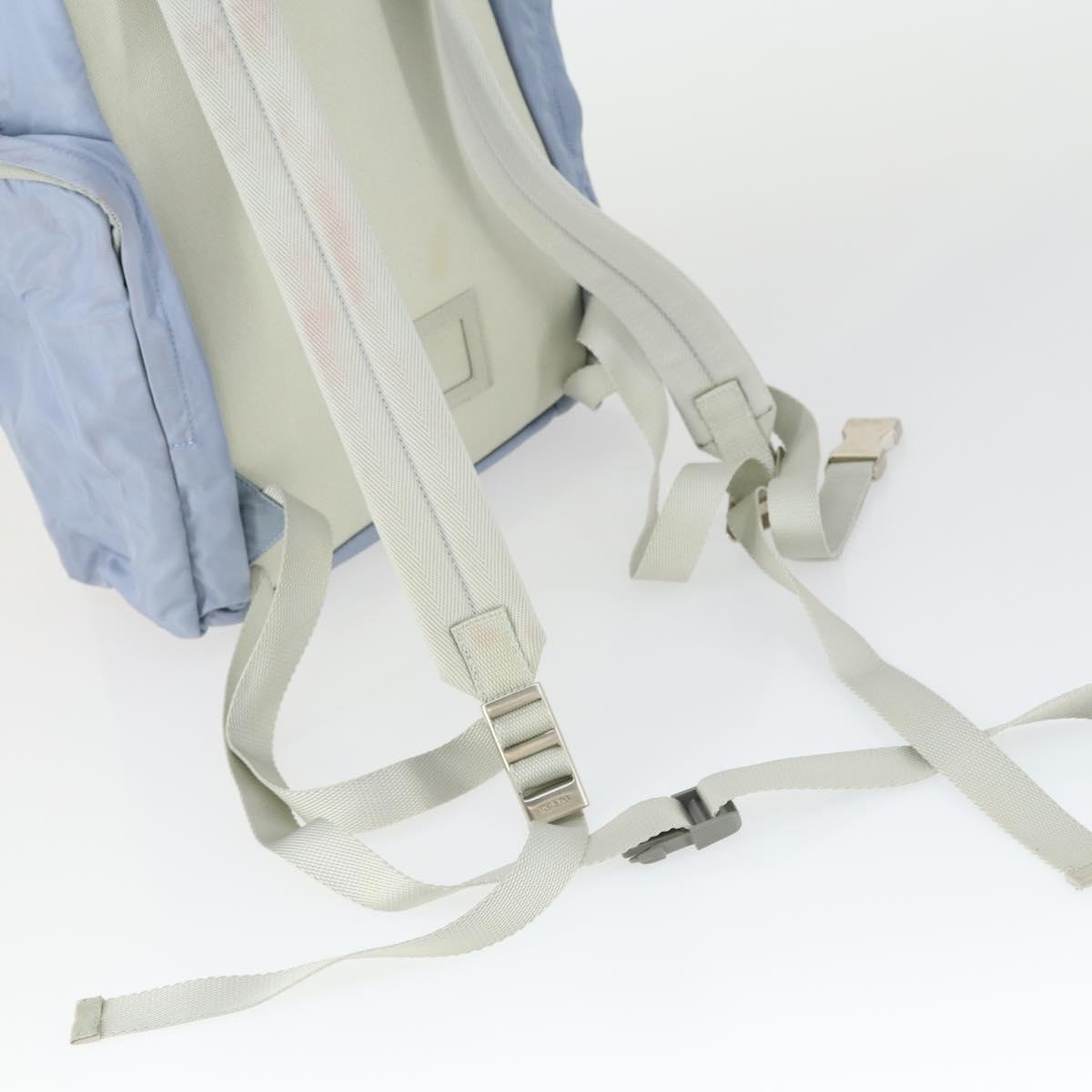 PRADA Backpack Nylon Light Blue Silver Auth 169576