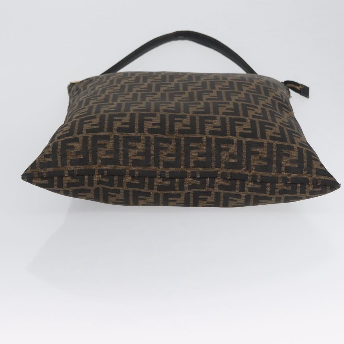 FENDI Zucca Canvas Shoulder Bag Black Brown Auth 169579