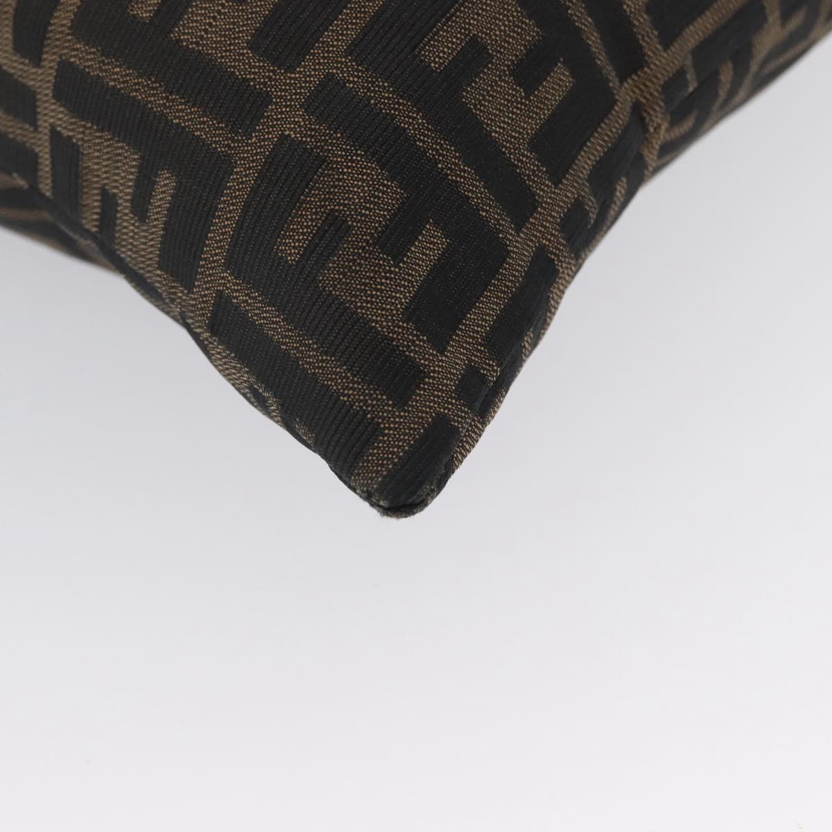 FENDI Zucca Canvas Shoulder Bag Black Brown Auth 169579