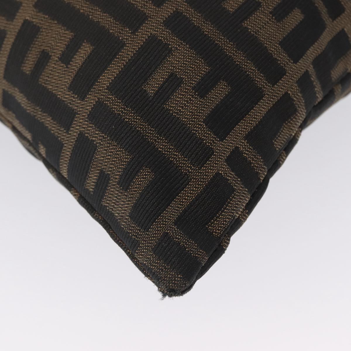 FENDI Zucca Canvas Shoulder Bag Black Brown Auth 169579