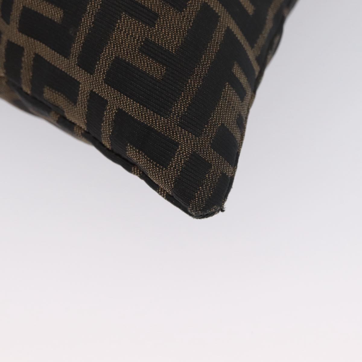 FENDI Zucca Canvas Shoulder Bag Black Brown Auth 169579