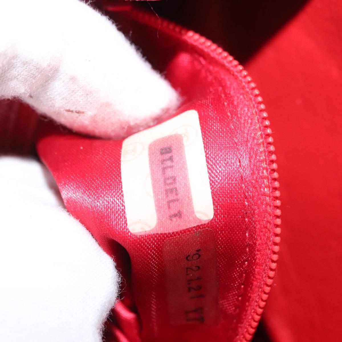 CHANEL Chain Shoulder Pouch Matelasse Leather Red Gold CC Auth 169581