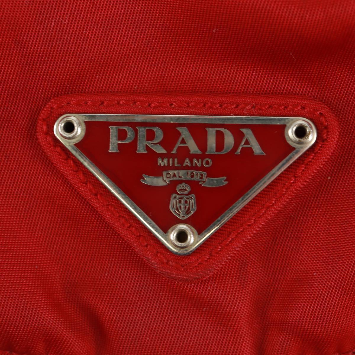 PRADA Backpack Nylon Red Silver Auth 169589V