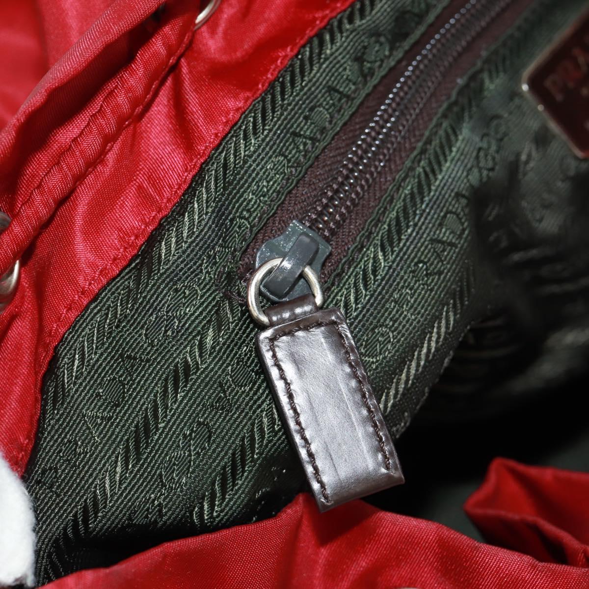 PRADA Backpack Nylon Red Silver Auth 169589V