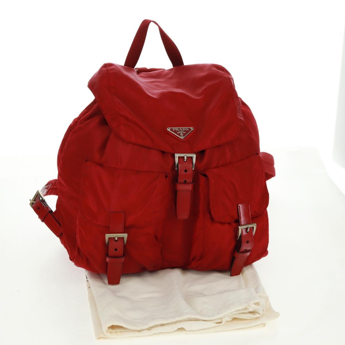 PRADA Backpack Nylon Red Silver Auth 169589V