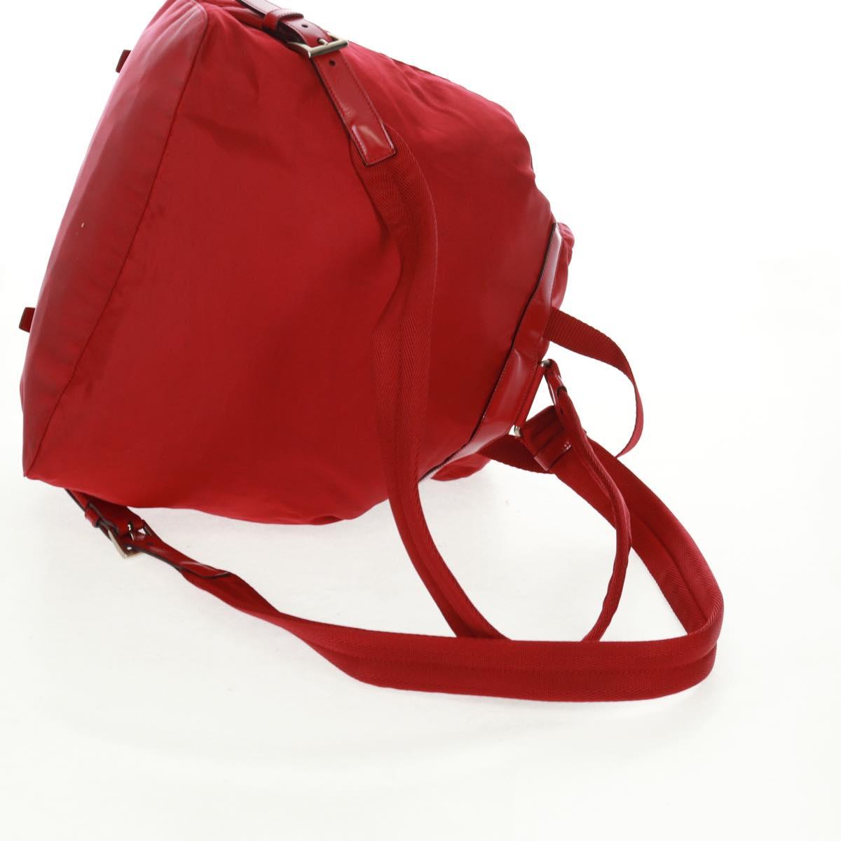 PRADA Backpack Nylon Red Silver Auth 169589V