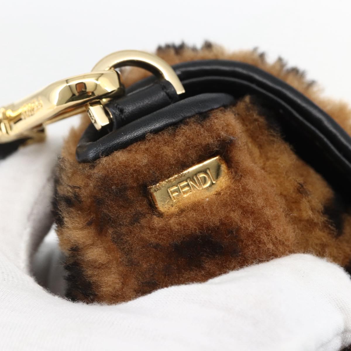 FENDI Zucca Canvas Mamma Baguette Shoulder Bag Fur Black Brown Auth 169591SM