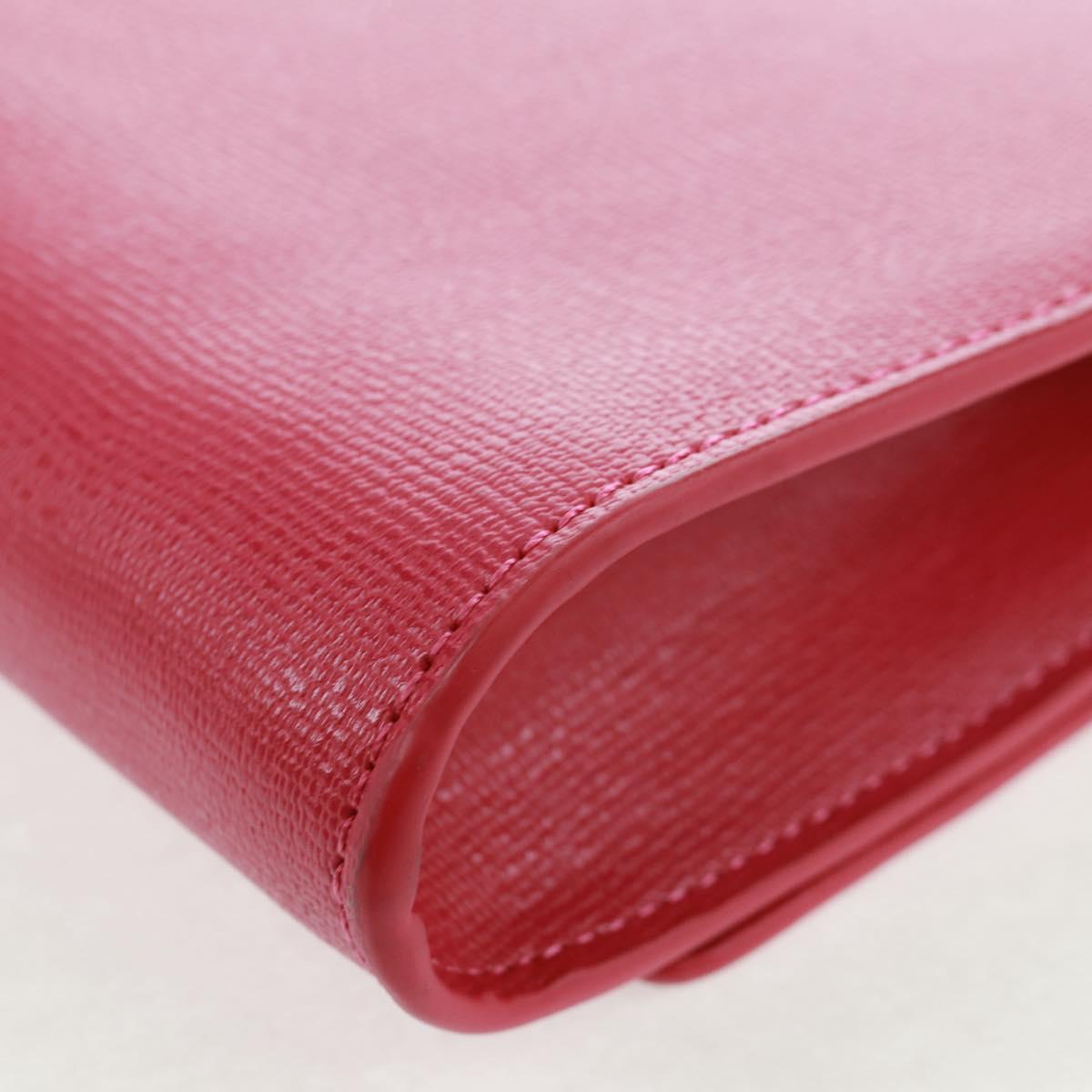 SAINT LAURENT Y line Clutch Bag Leather Pink Gold Auth 169595V