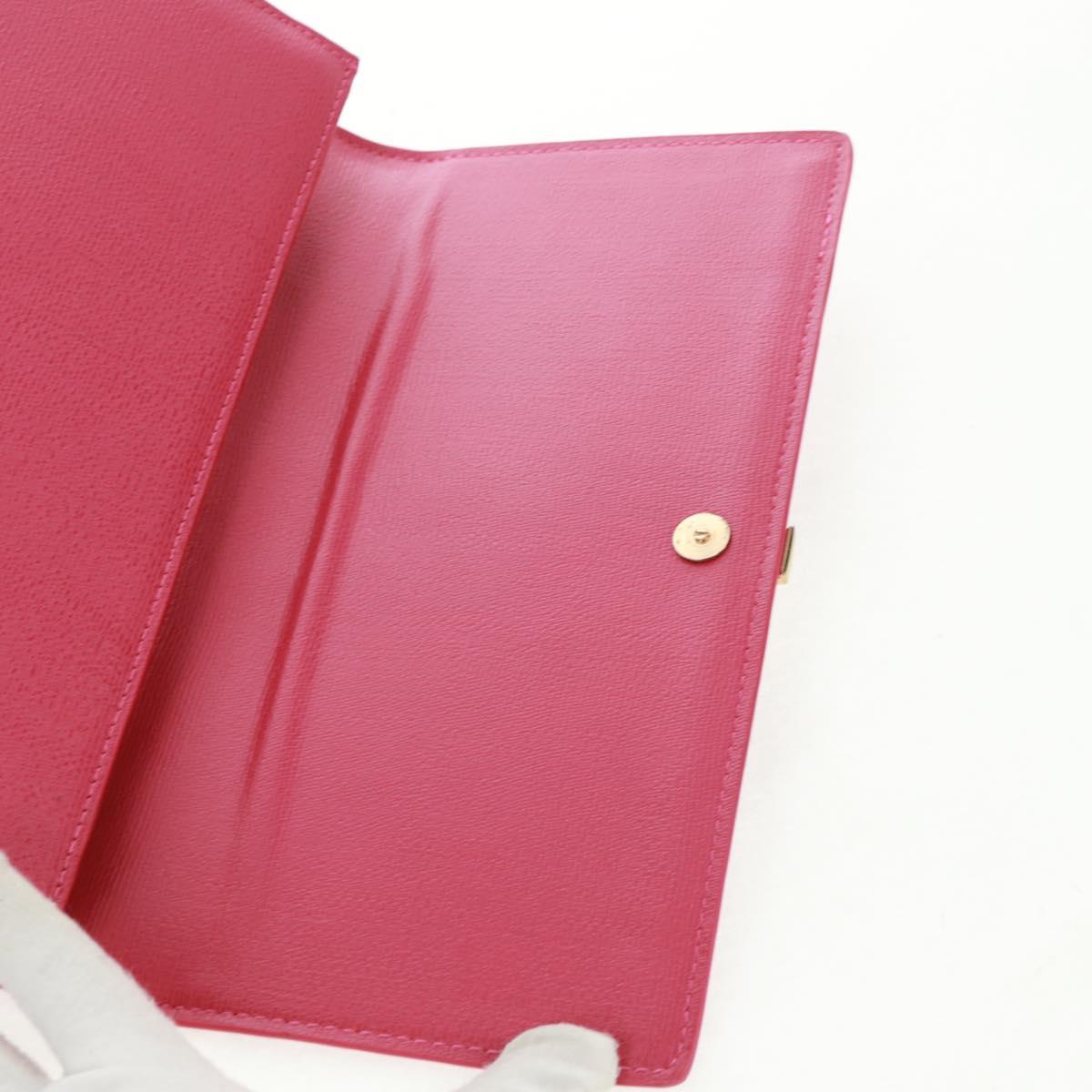 SAINT LAURENT Y line Clutch Bag Leather Pink Gold Auth 169595V