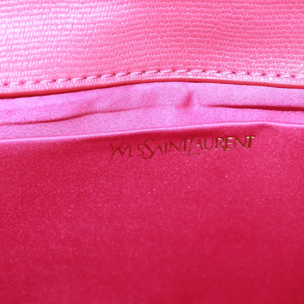 SAINT LAURENT Y line Clutch Bag Leather Pink Gold Auth 169595V