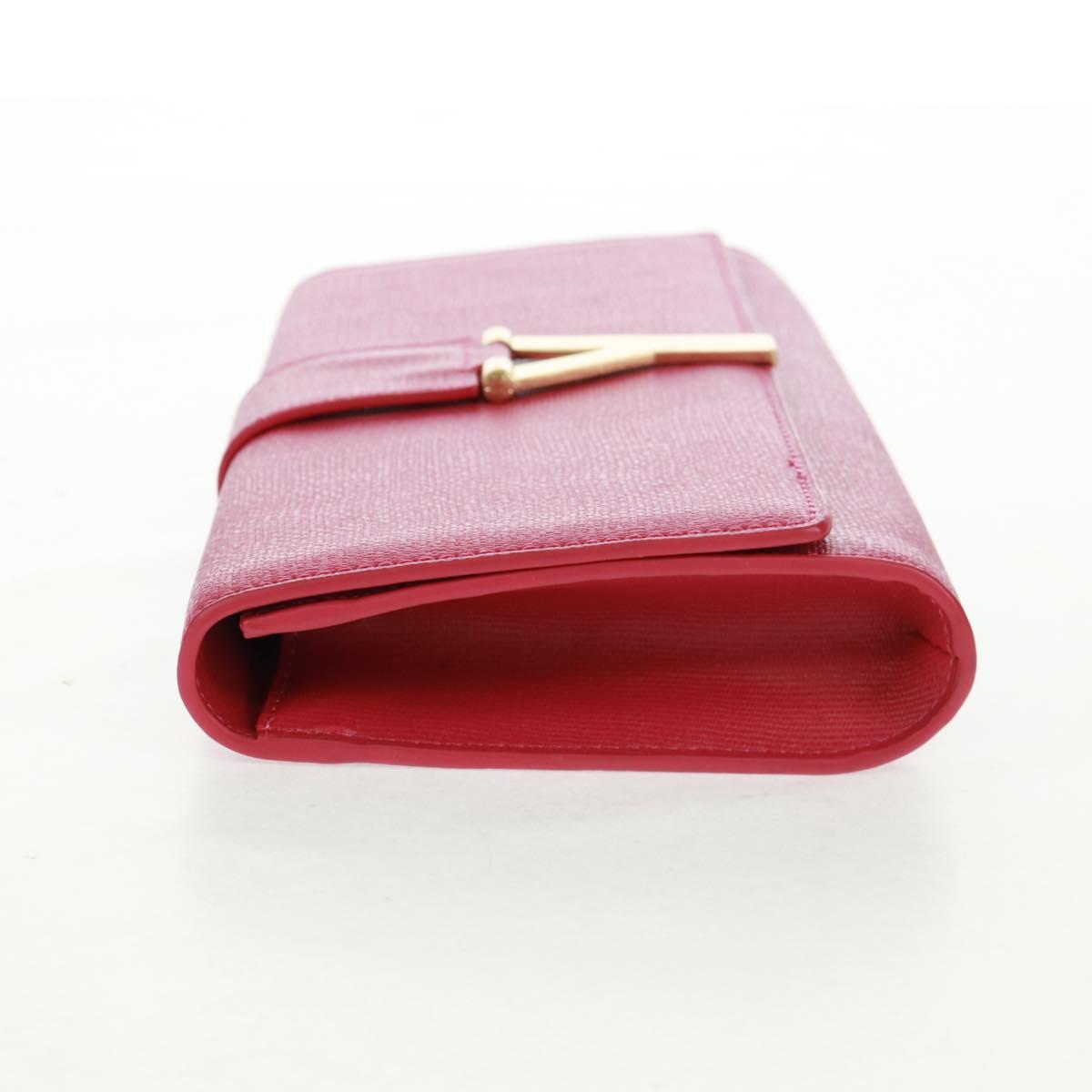 SAINT LAURENT Y line Clutch Bag Leather Pink Gold Auth 169595V