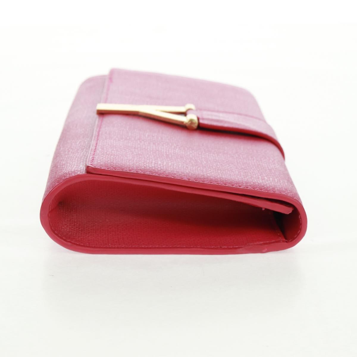 SAINT LAURENT Y line Clutch Bag Leather Pink Gold Auth 169595V