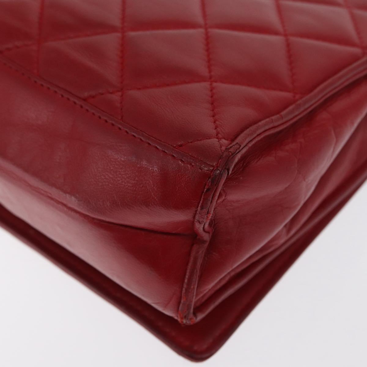 CHANEL Chain Matelasse Shoulder Bag Leather Red Gold CC Auth 169596