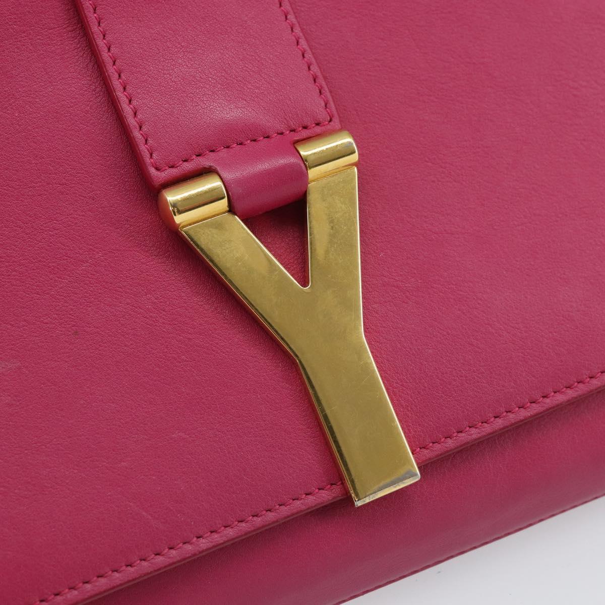 SAINT LAURENT Y Line Clutch Bag Leather Pink Gold 311213 Auth 169599V