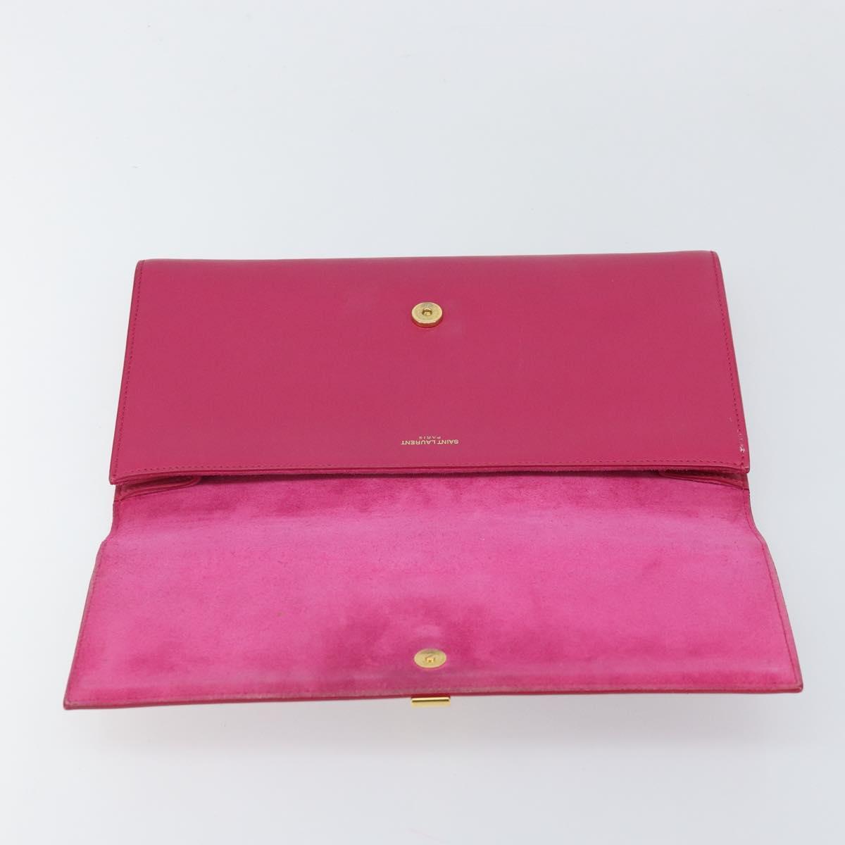 SAINT LAURENT Y Line Clutch Bag Leather Pink Gold 311213 Auth 169599V