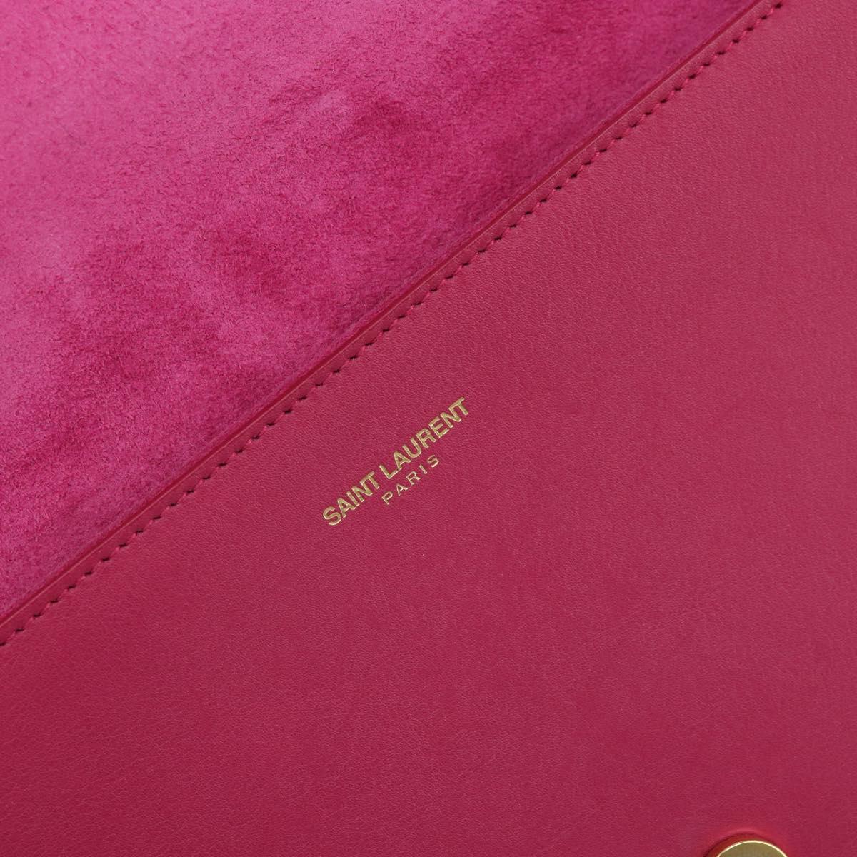 SAINT LAURENT Y Line Clutch Bag Leather Pink Gold 311213 Auth 169599V