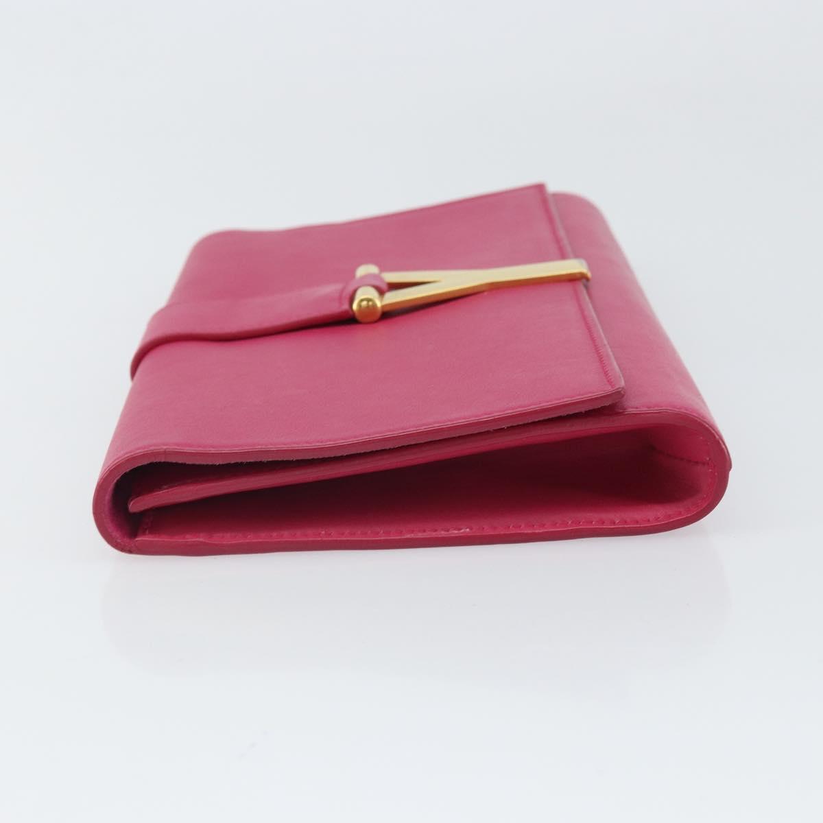 SAINT LAURENT Y Line Clutch Bag Leather Pink Gold 311213 Auth 169599V