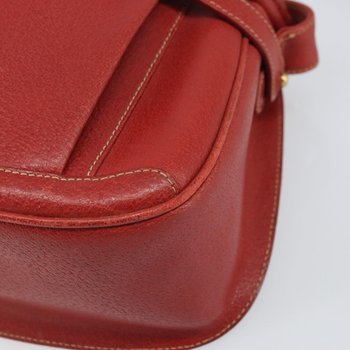GUCCI Shoulder Bag Leather Red Gold 001 406 1339 Auth 169601