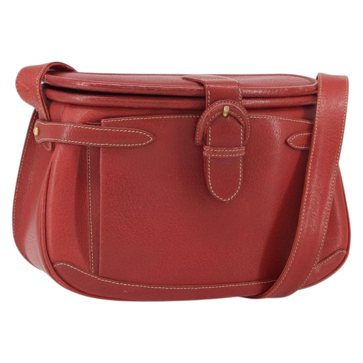 GUCCI Shoulder Bag Leather Red Gold 001 406 1339 Auth 169601