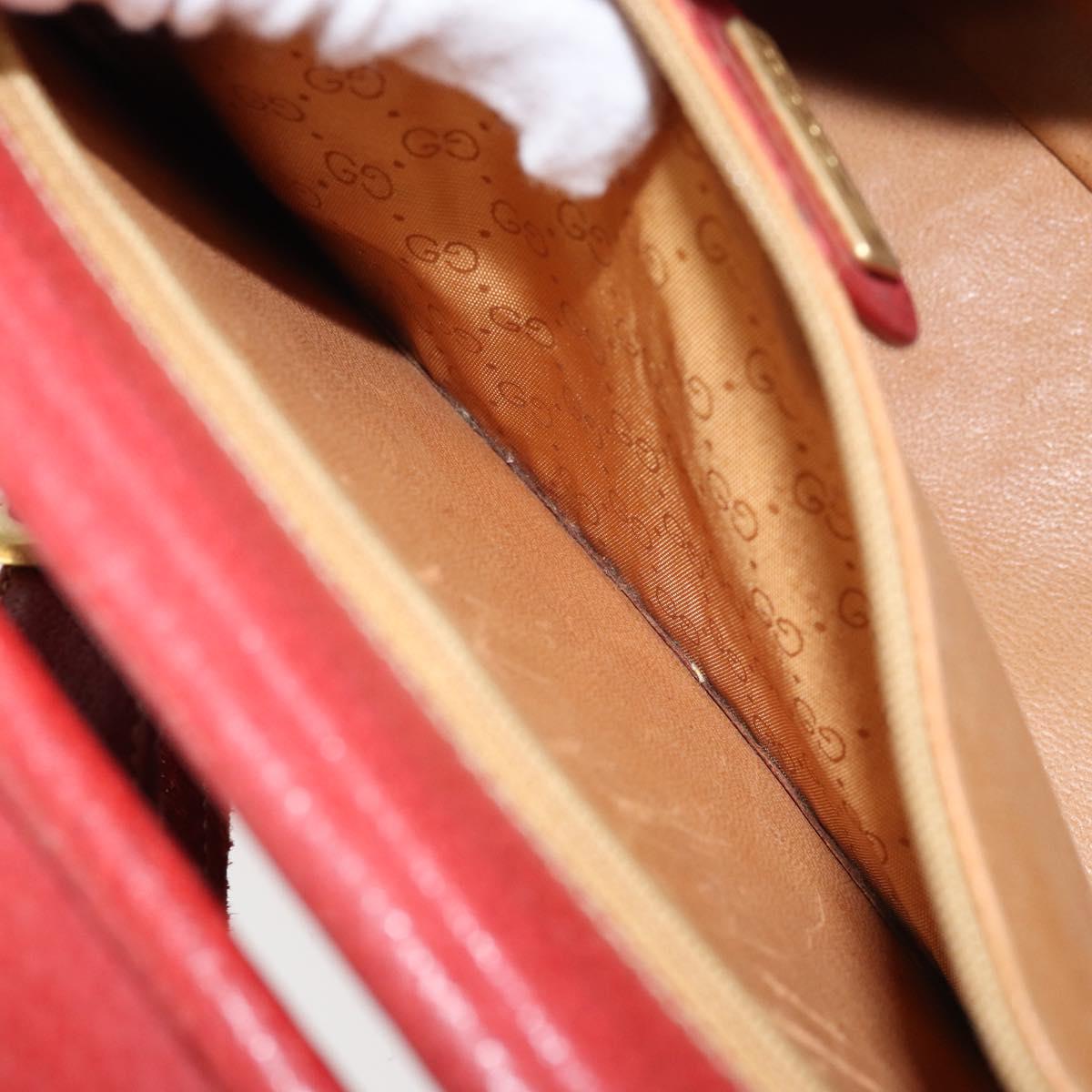 GUCCI Shoulder Bag Leather Red Gold 001 406 1339 Auth 169601