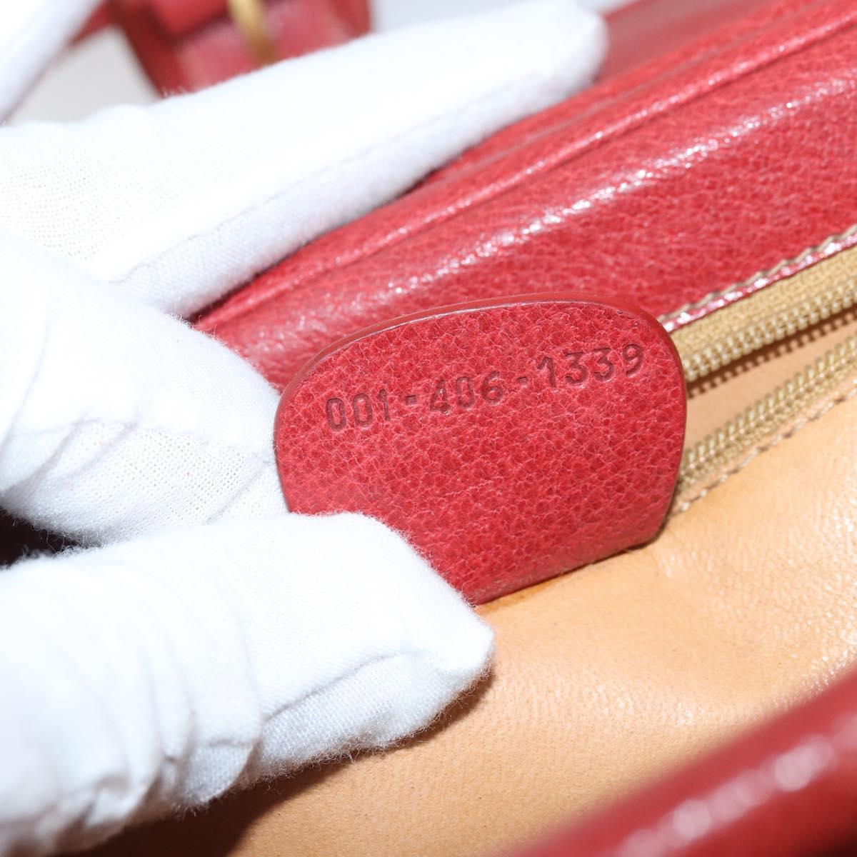 GUCCI Shoulder Bag Leather Red Gold 001 406 1339 Auth 169601