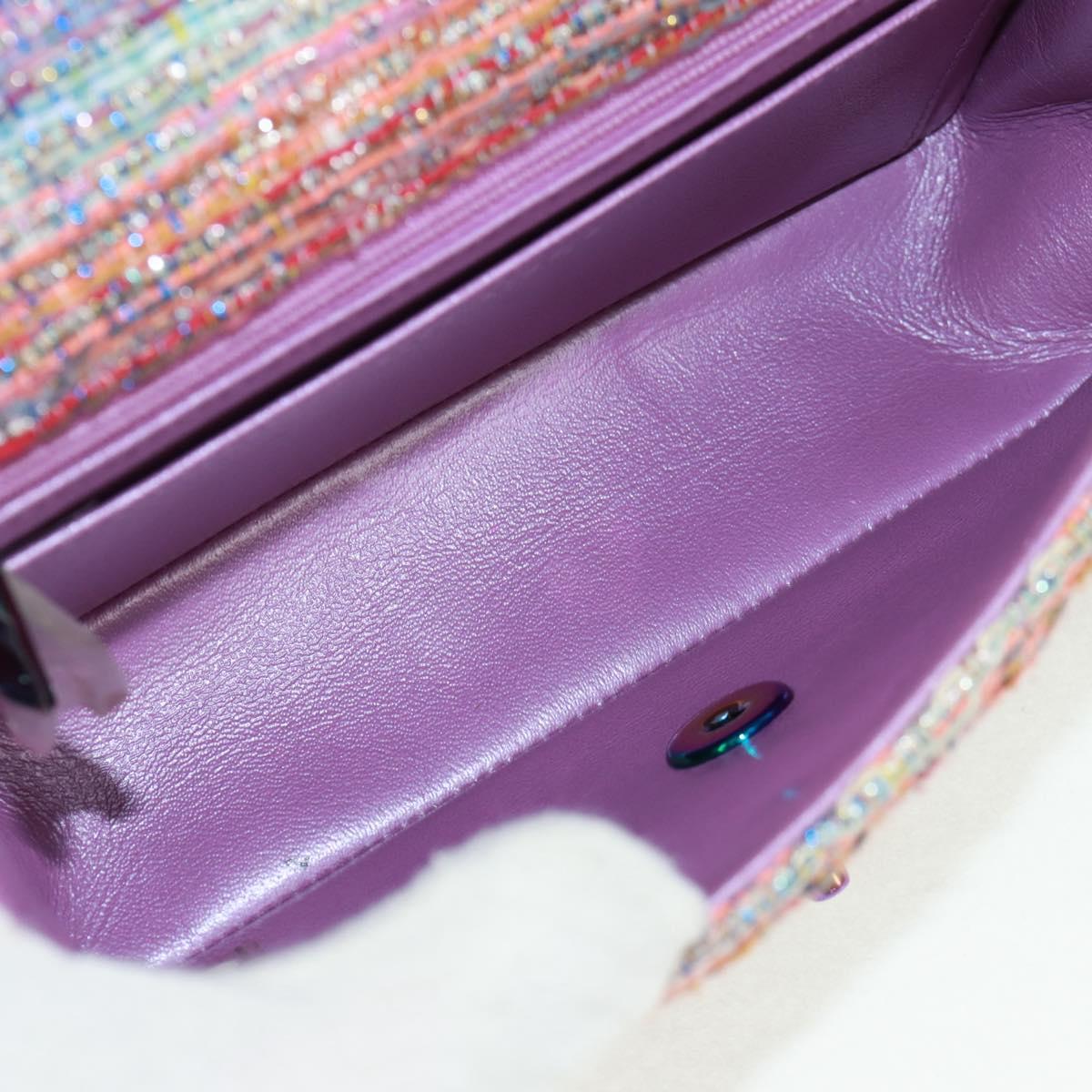 CHANEL Matelasse 20 Chain Shoulder Bag tweed Multicolor CC Auth 169602SM