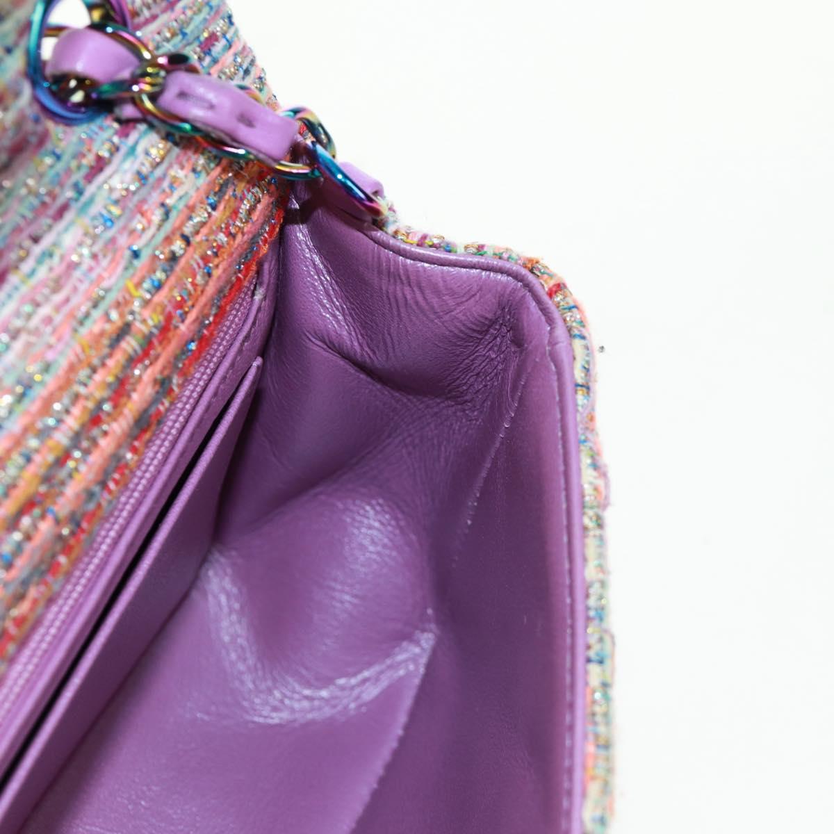 CHANEL Matelasse 20 Chain Shoulder Bag tweed Multicolor CC Auth 169602SM
